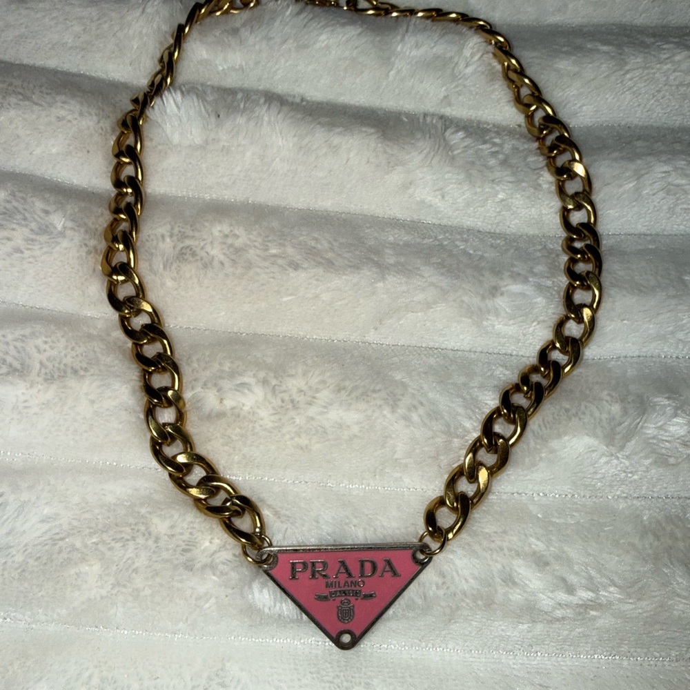 Prada Gold and Pink Women's Necklace